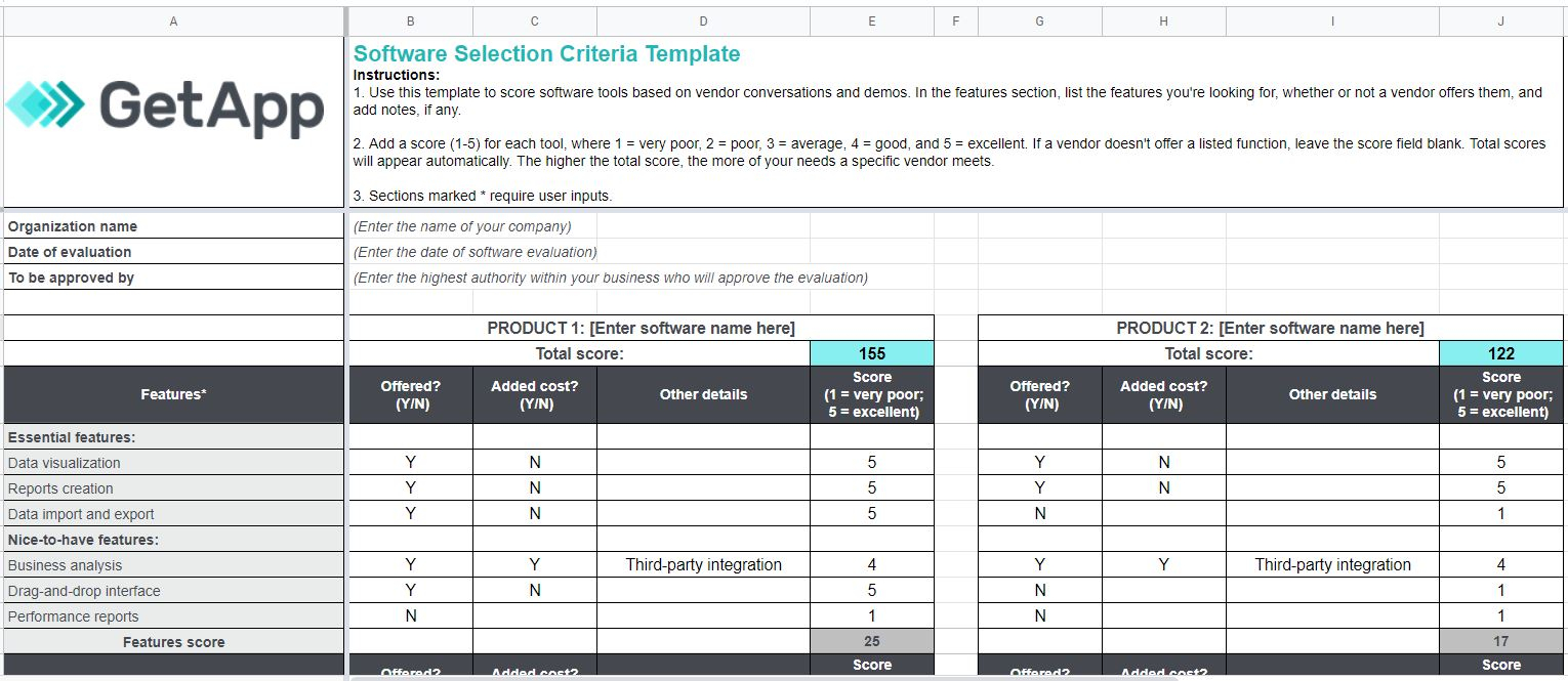 Software Selection Criteria Template To Choose the Right Software For Vendor Selection Checklist Template With Regard To Vendor Selection Checklist Template