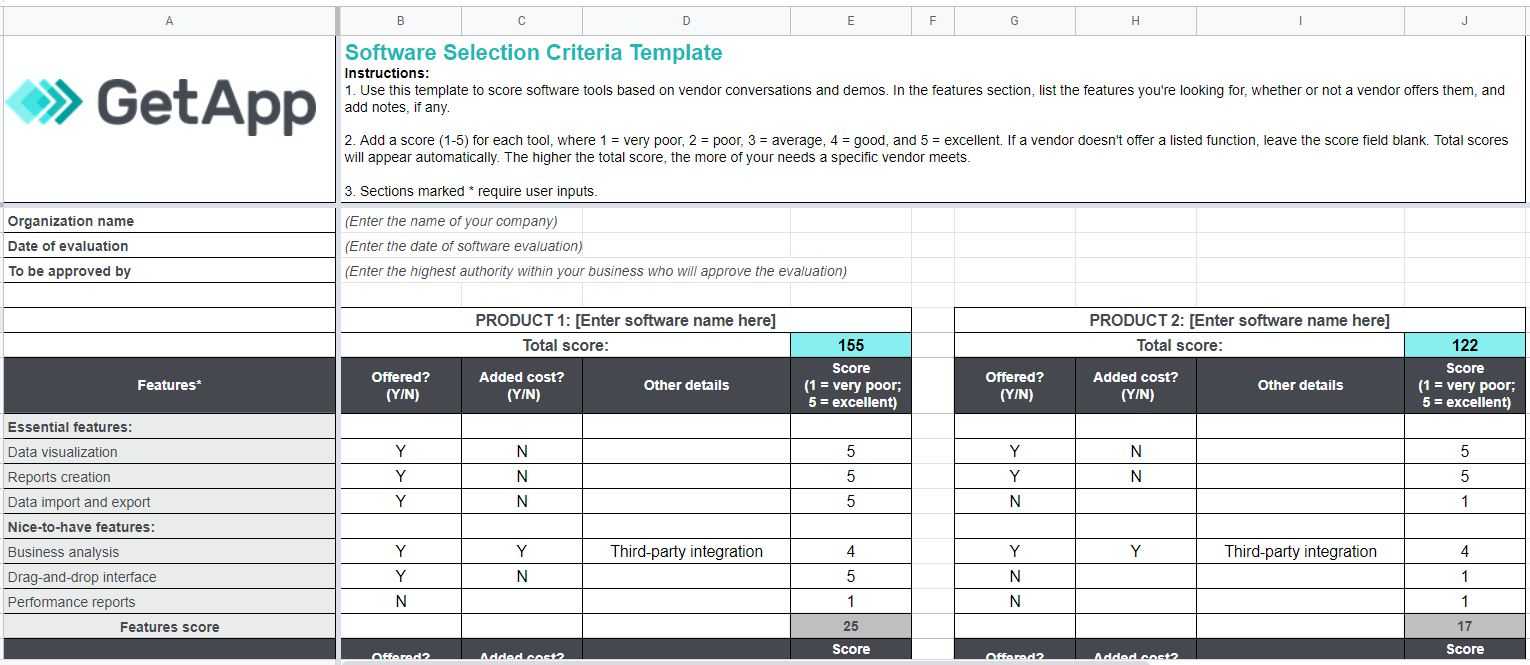 Software Selection Criteria Template To Choose the Right Software For Vendor Selection Checklist Template With Regard To Vendor Selection Checklist Template