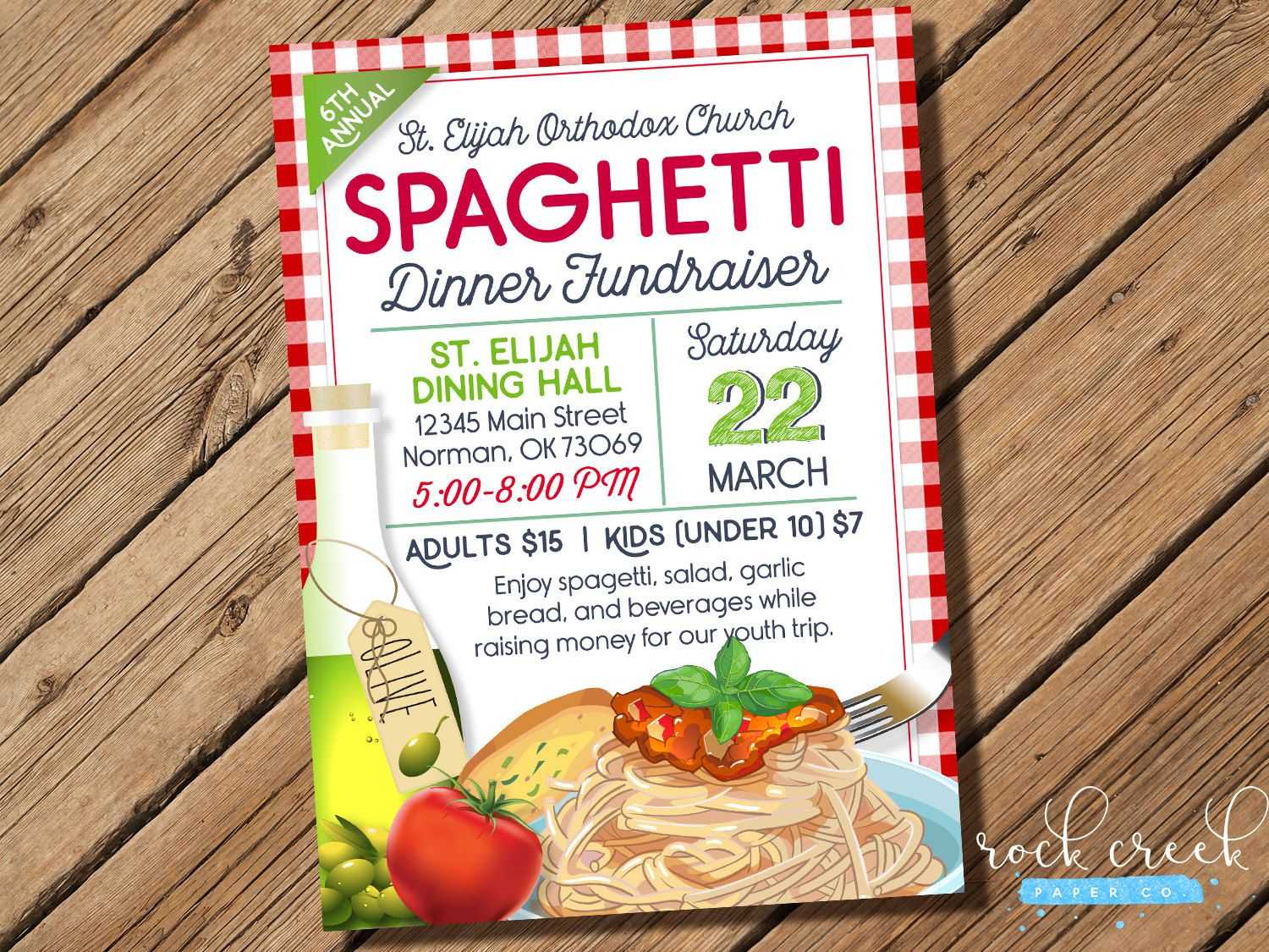 Spaghetti Fundraiser Flyer Writable Template - Vtwctr Intended For Restaurant Fundraiser Flyer Template With Regard To Restaurant Fundraiser Flyer Template