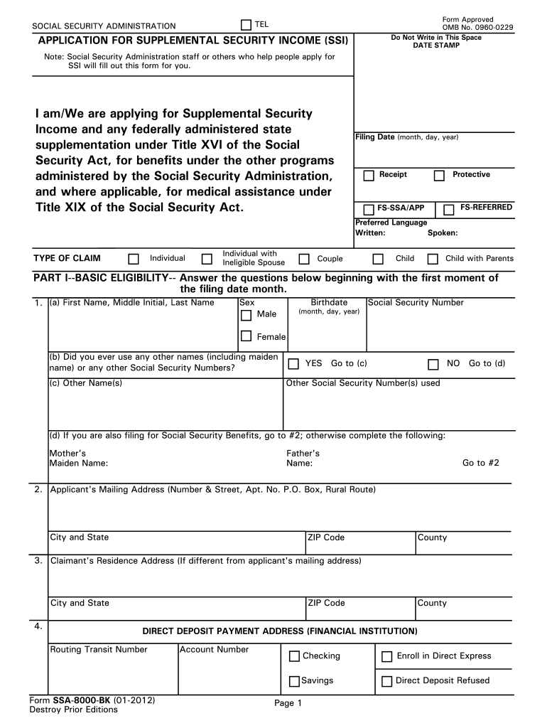 SSA-10-BK 10 - Fill and Sign Printable Template Online  US  Inside Direct Deposit Form Social Security Benefits Inside Direct Deposit Form Social Security Benefits