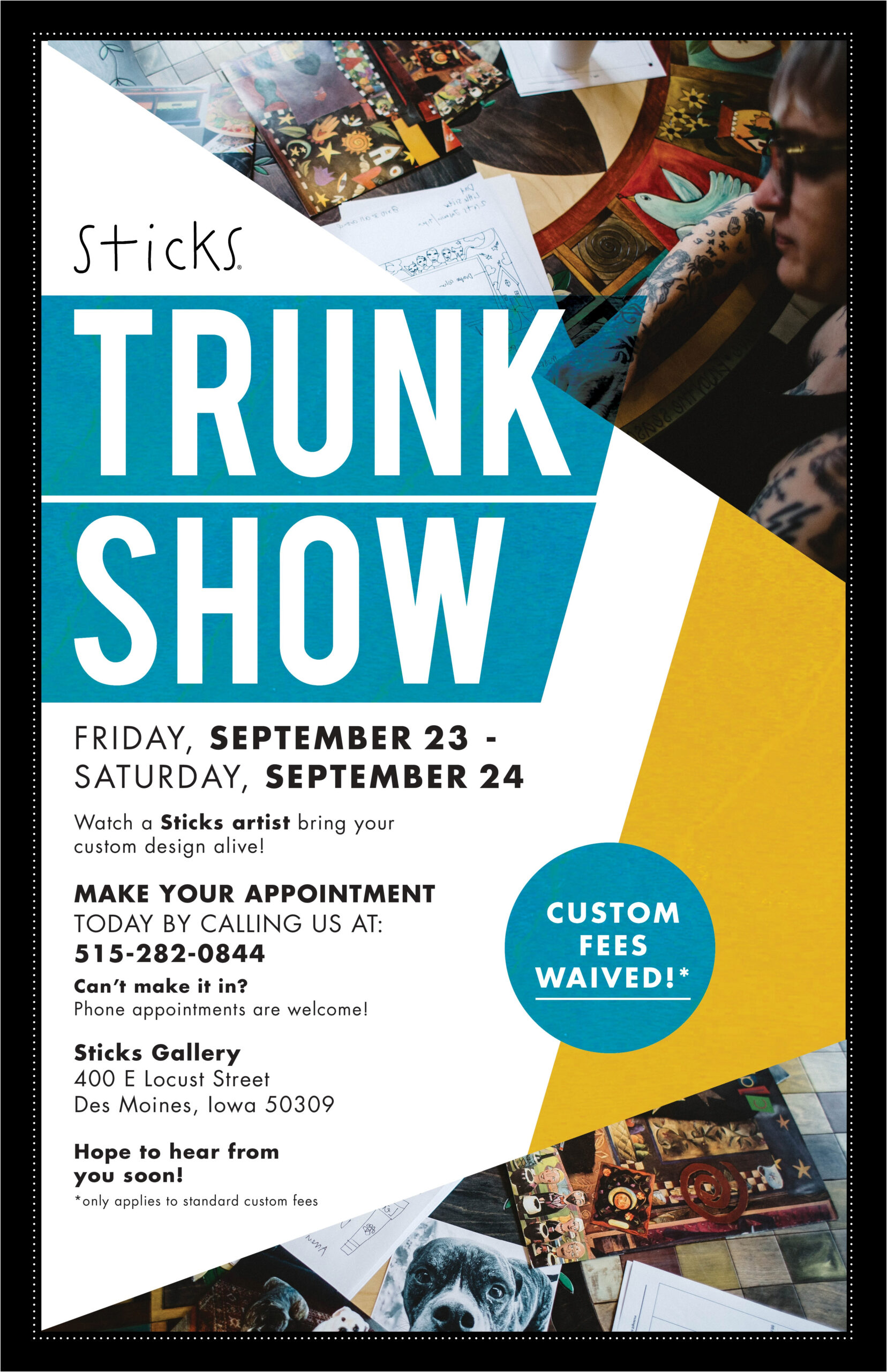 Sticks Fall Trunk Show – September 10rd and 10th – Sticks Gallery Throughout Trunk Show Flyer Template With Trunk Show Flyer Template