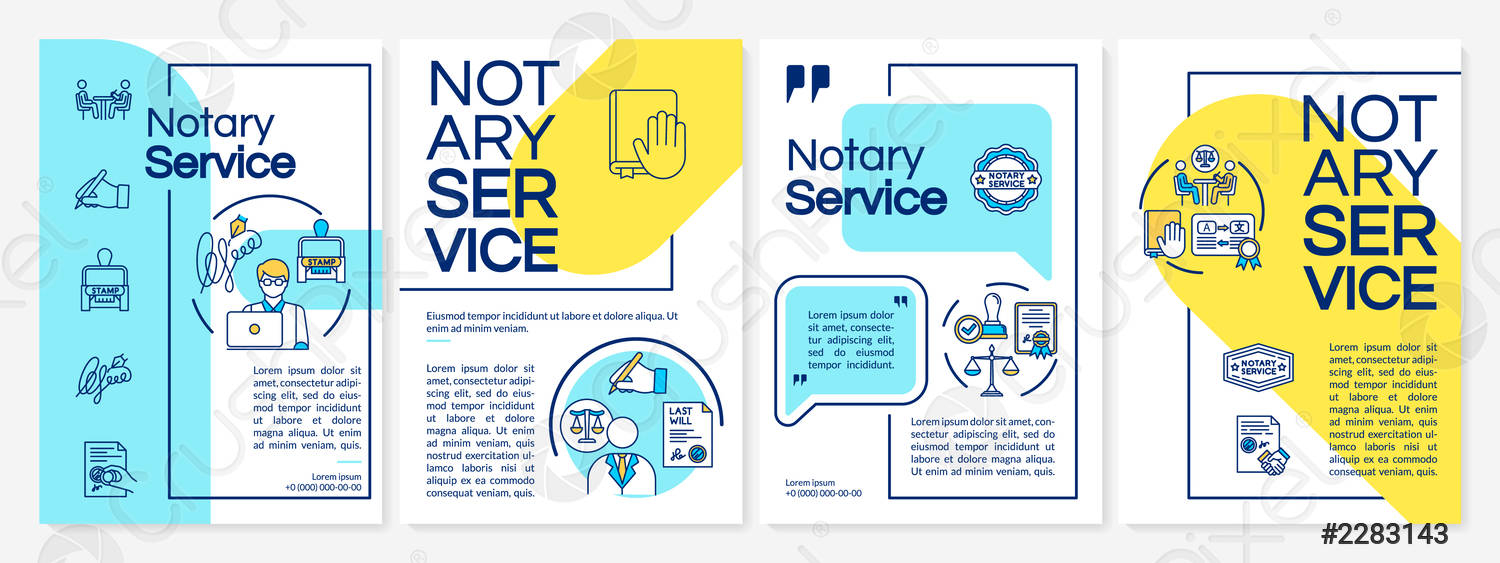 Stock Vector - Notary service brochure template Legal documents validation  Flyer, booklet, leaflet print, cover design with linear icons Vector  Regarding Notary Public Flyer Template Within Notary Public Flyer Template