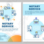 Stock Vector – Notary Service Brochure Template Notarial Practice  Legalization Flyer, Booklet, Leaflet Print, Cover Design With Linear Icons  Vector  In Notary Public Flyer Template