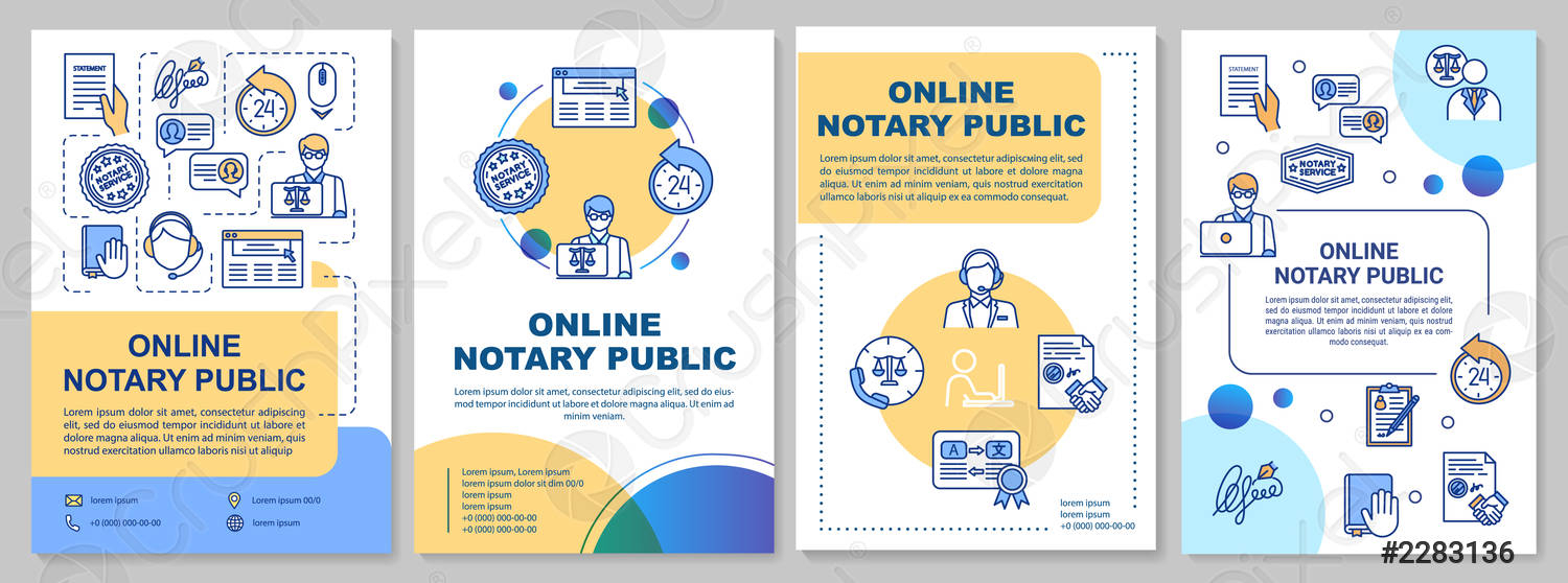 Stock Vector - Online notary public brochure template Professional legal  consultation Flyer, booklet, leaflet print, cover design with linear icons   In Notary Public Flyer Template With Regard To Notary Public Flyer Template