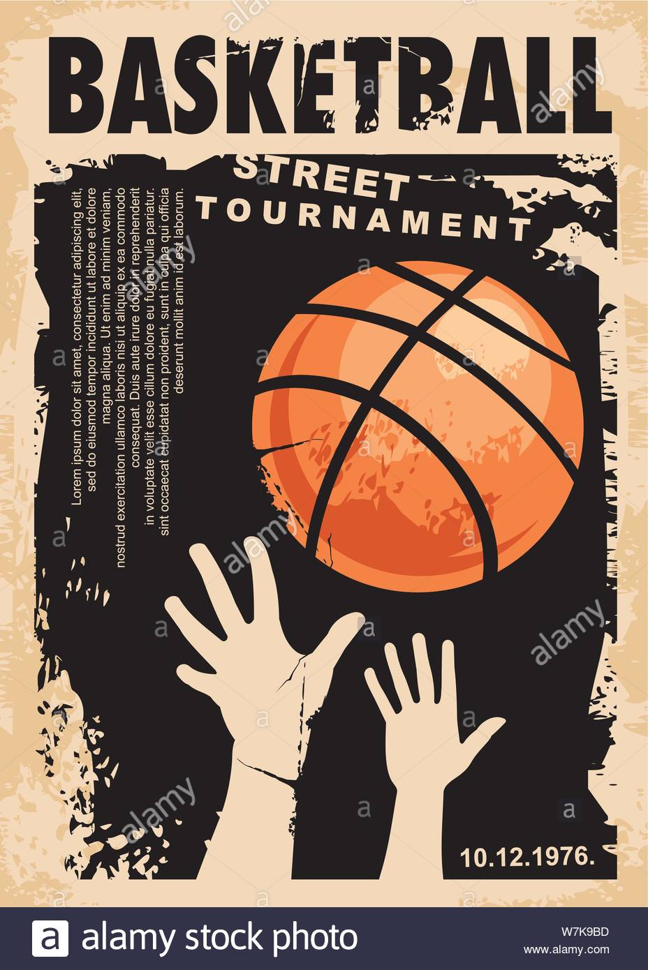 Street basketball grunge poster design layout Inside Basketball Game Flyer Template
