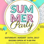 Summer Party Invitation. Flyer Template