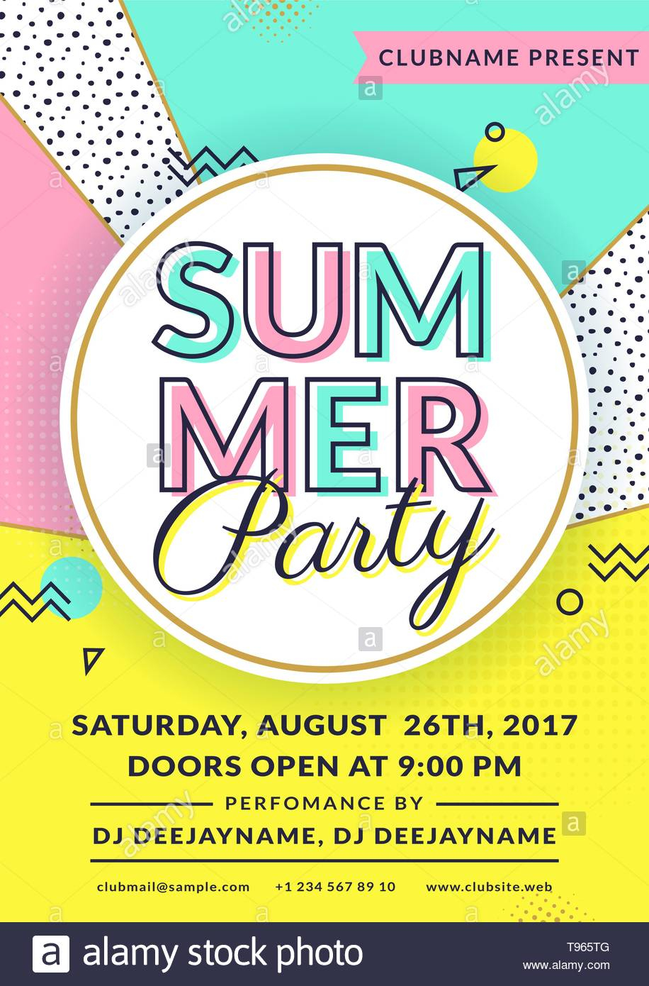 Summer party invitation. Flyer template With Regard To Party Invitation Flyer Template