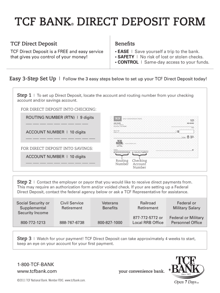 TCF Bank Direct Deposit Form - Fill and Sign Printable Template  For Bank Direct Deposit Form Template With Regard To Bank Direct Deposit Form Template