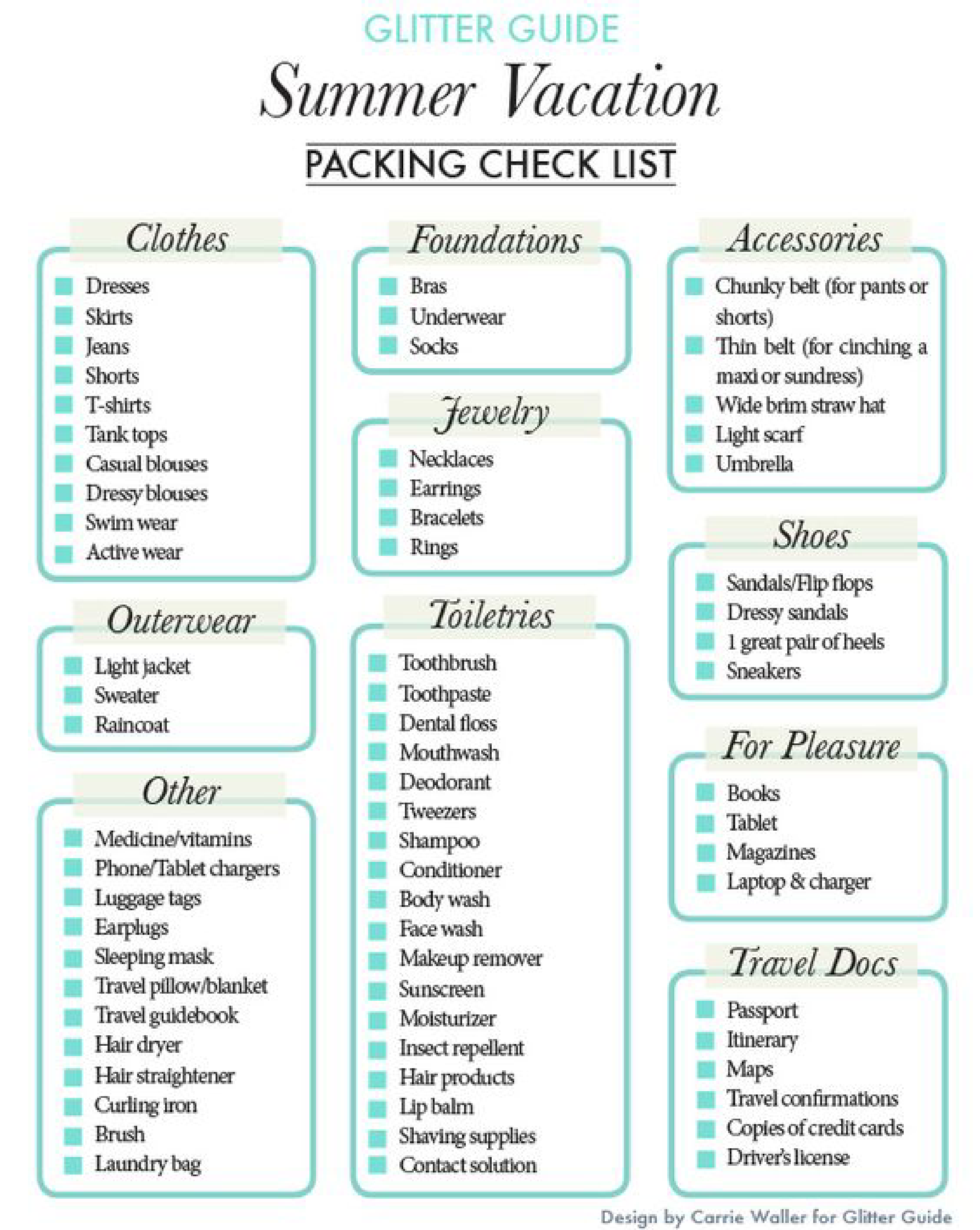 Télécharger Gratuit Summer vacation pack list Throughout Trip Packing Checklist Template Pertaining To Trip Packing Checklist Template