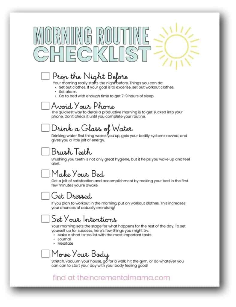 The Morning Routine Checklist to Start Your Day with Energy & Focus With Daily Routine Checklist Template Pertaining To Daily Routine Checklist Template