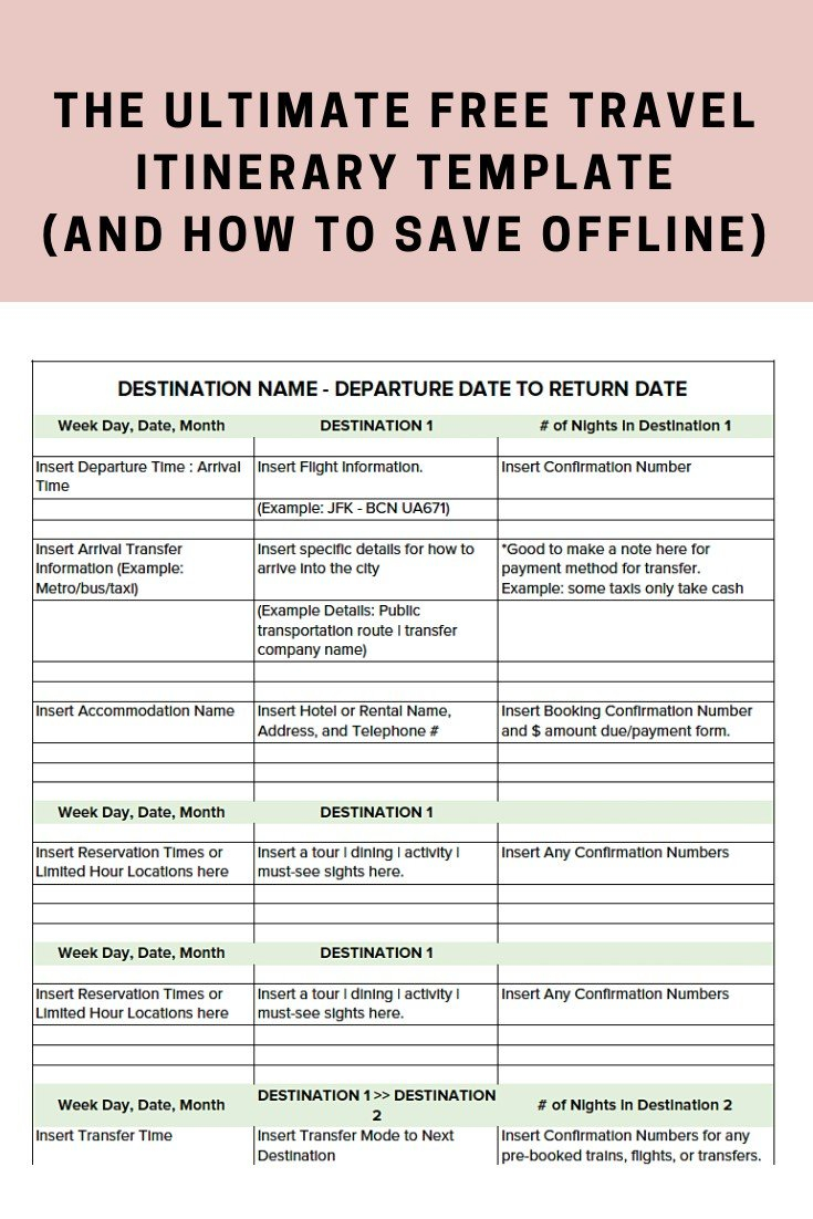 The Ultimate Free Travel Itinerary Template - Bon Traveler Regarding Day To Day Travel Itinerary Template Pertaining To Day To Day Travel Itinerary Template