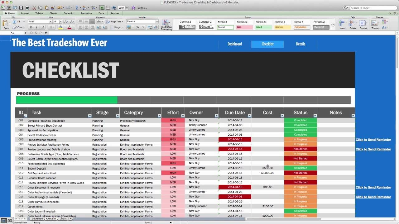 The Ultimate Tradeshow Checklist Excel Template & Dashboard Demo For Trade Show Checklist Template With Trade Show Checklist Template