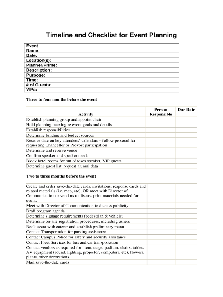 Timeline And Checklist For Event Planning Template Free Download With Meeting Planning Checklist Template