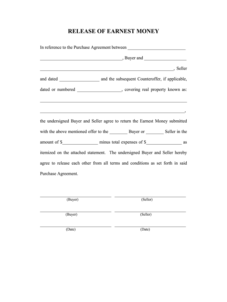 Trec Release Of Earnest Money Pdf - Fill Online, Printable, Fillable, Blank   pdfFiller With Regard To Release Of Earnest Money Deposit Form Regarding Release Of Earnest Money Deposit Form