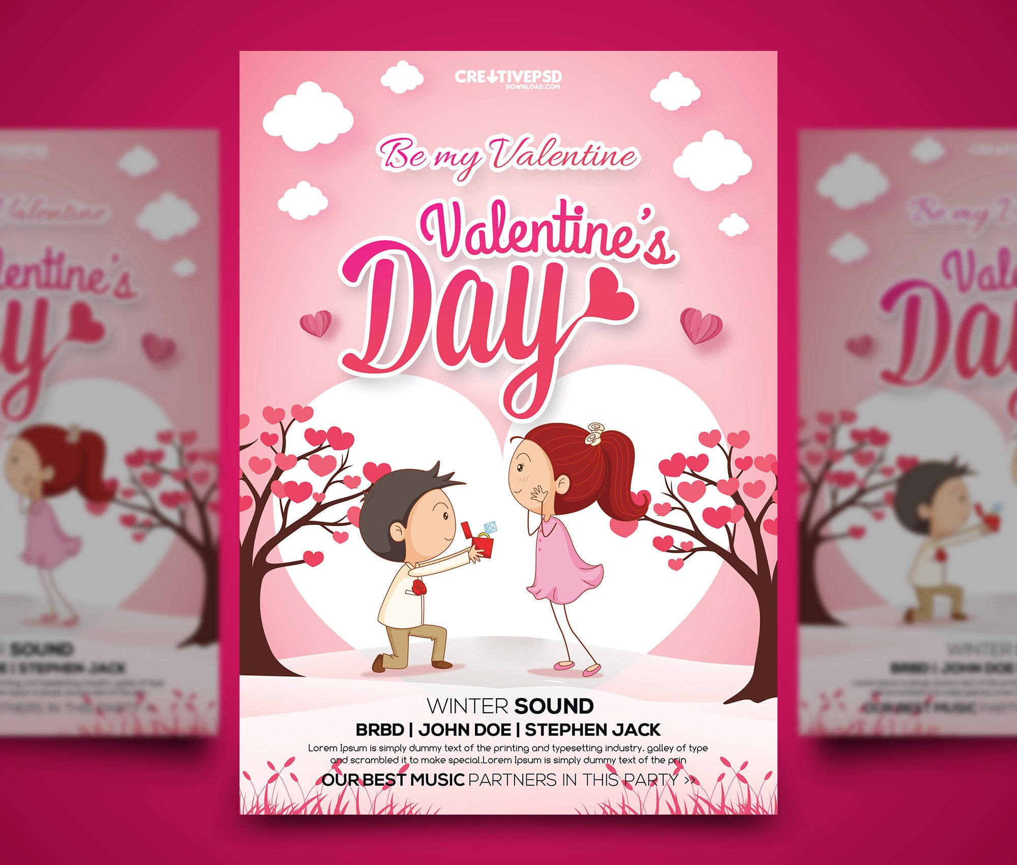 Valentines Day Free Flyer PSD With Service Industry Night Flyer Template Throughout Service Industry Night Flyer Template