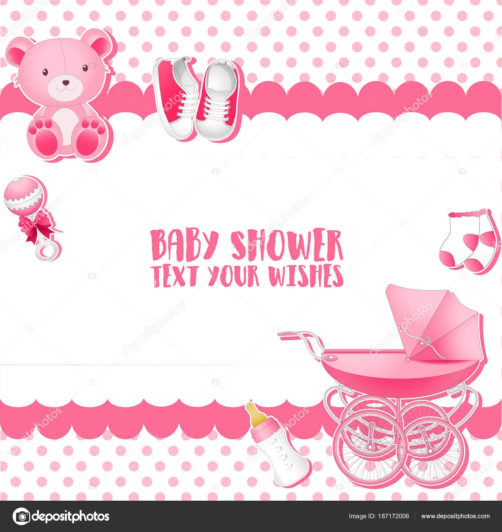 Vector illustration of Baby Shower invitation card template For Baby Shower Invitation Flyer Template