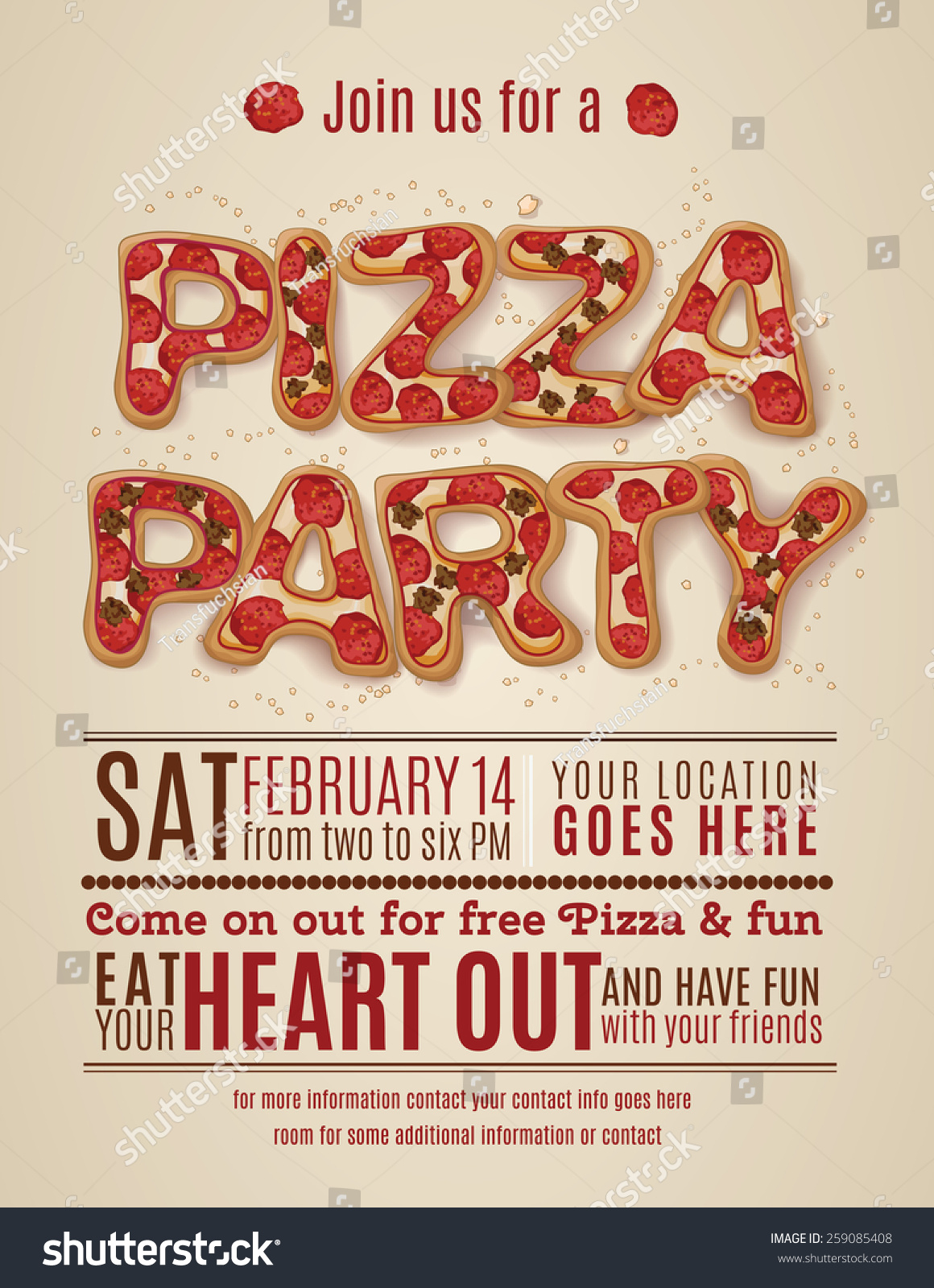 Vector Pizza Party Flyer Invitation Template Stock Vector (Royalty  Regarding Pizza Fundraiser Flyer Template Within Pizza Fundraiser Flyer Template
