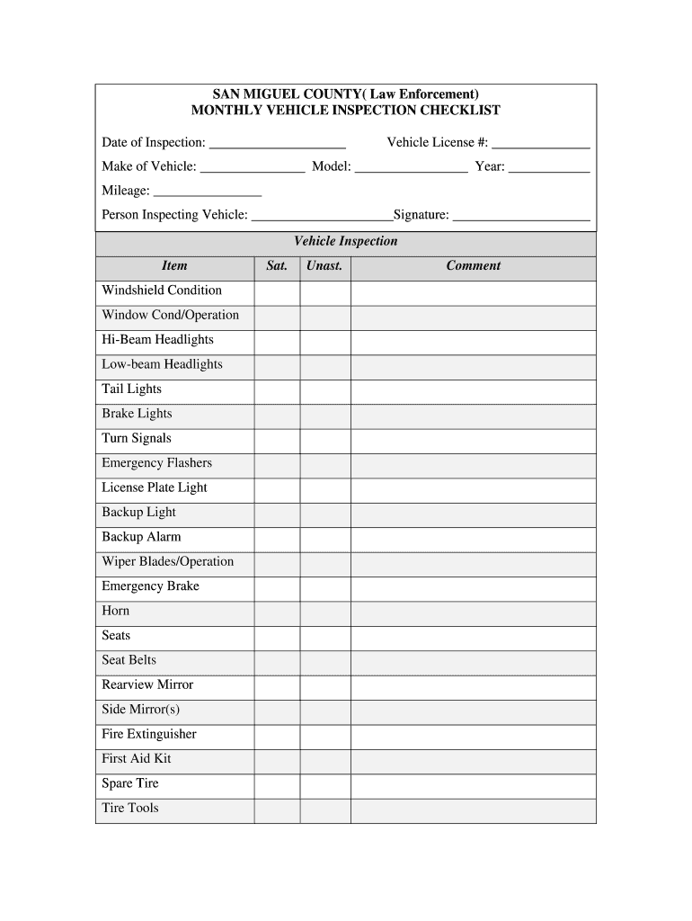 Vehicle Inspection Checklist Pdf - Fill Online, Printable  With Car Maintenance Checklist Template Inside Car Maintenance Checklist Template