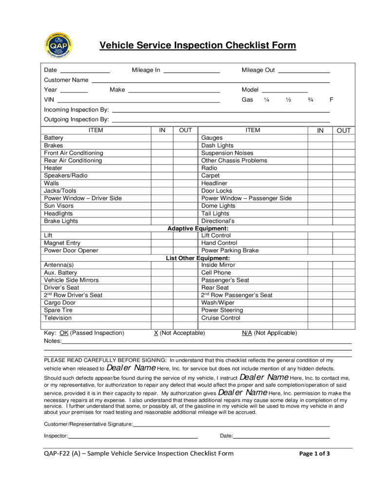 Vehicle Inspection Checklist Template – 10 Free Templates In PDF  Regarding Driver Checklist Template