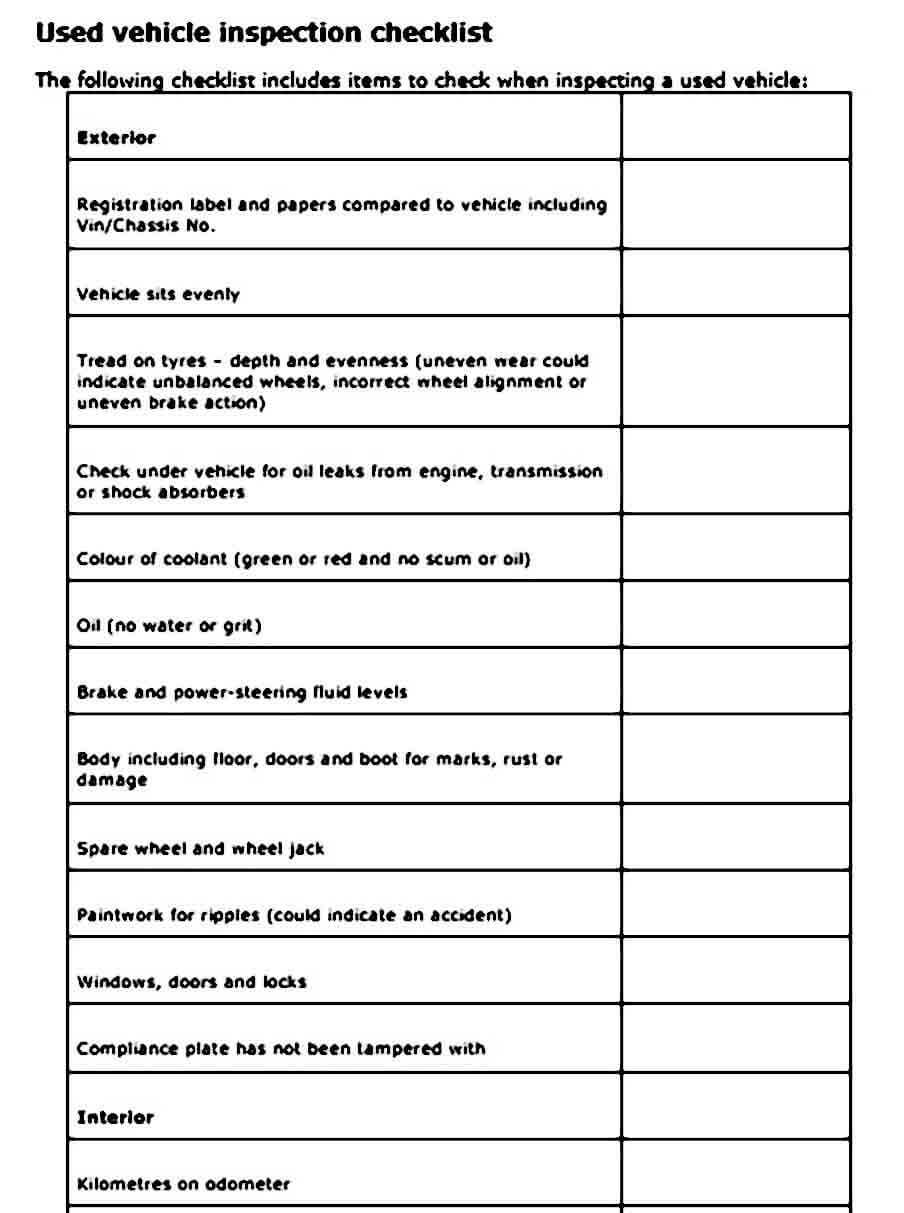 Vehicle Inspection Checklist Template  Mous Syusa For Used Car Inspection Checklist Template In Used Car Inspection Checklist Template