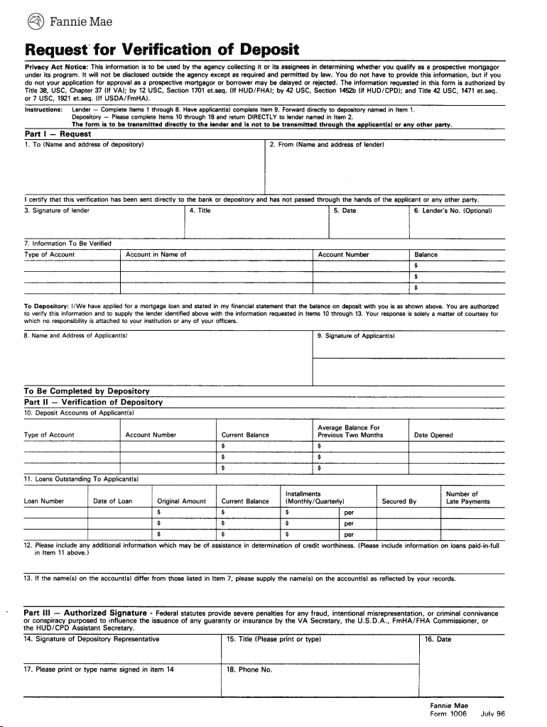 Verification Of Deposit Form Template - Fill and Sign Printable  Pertaining To Verification Of Deposit Form Template With Verification Of Deposit Form Template