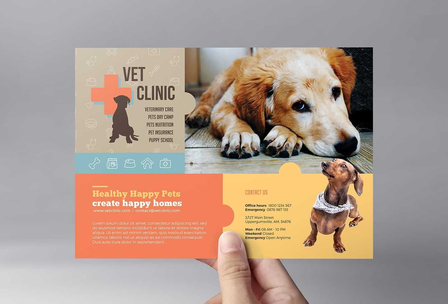 Vet Clinic Flyer Template in PSD, Ai & Vector - BrandPacks Throughout Pet Care Flyer Template Pertaining To Pet Care Flyer Template