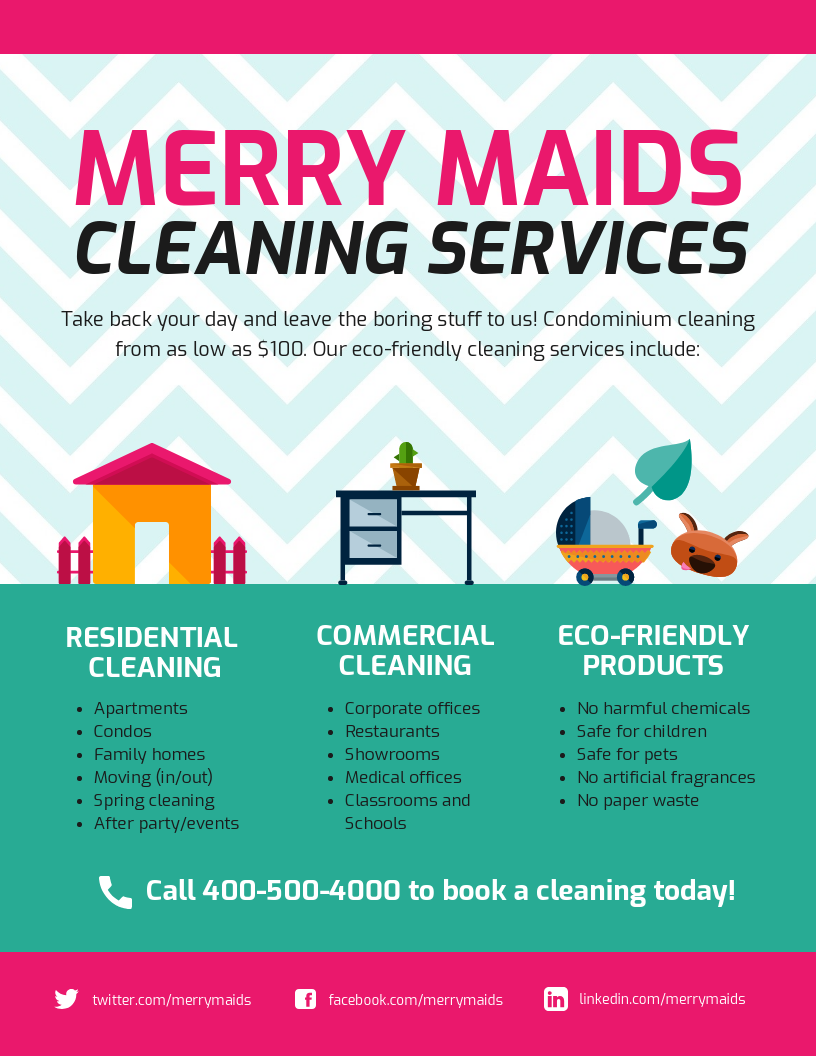 Vibrant Cleaning Services Product Flyer Template Inside Maid Service Flyer Template