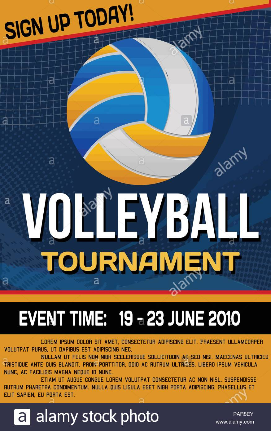 Volleyball tournament flyer or poster background, vector  Intended For Volleyball Tournament Flyer Template Within Volleyball Tournament Flyer Template