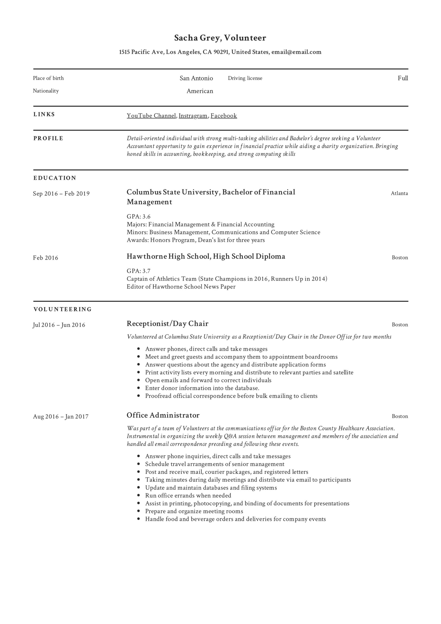 Volunteer Resume Sample & Writing Guide  + PDF