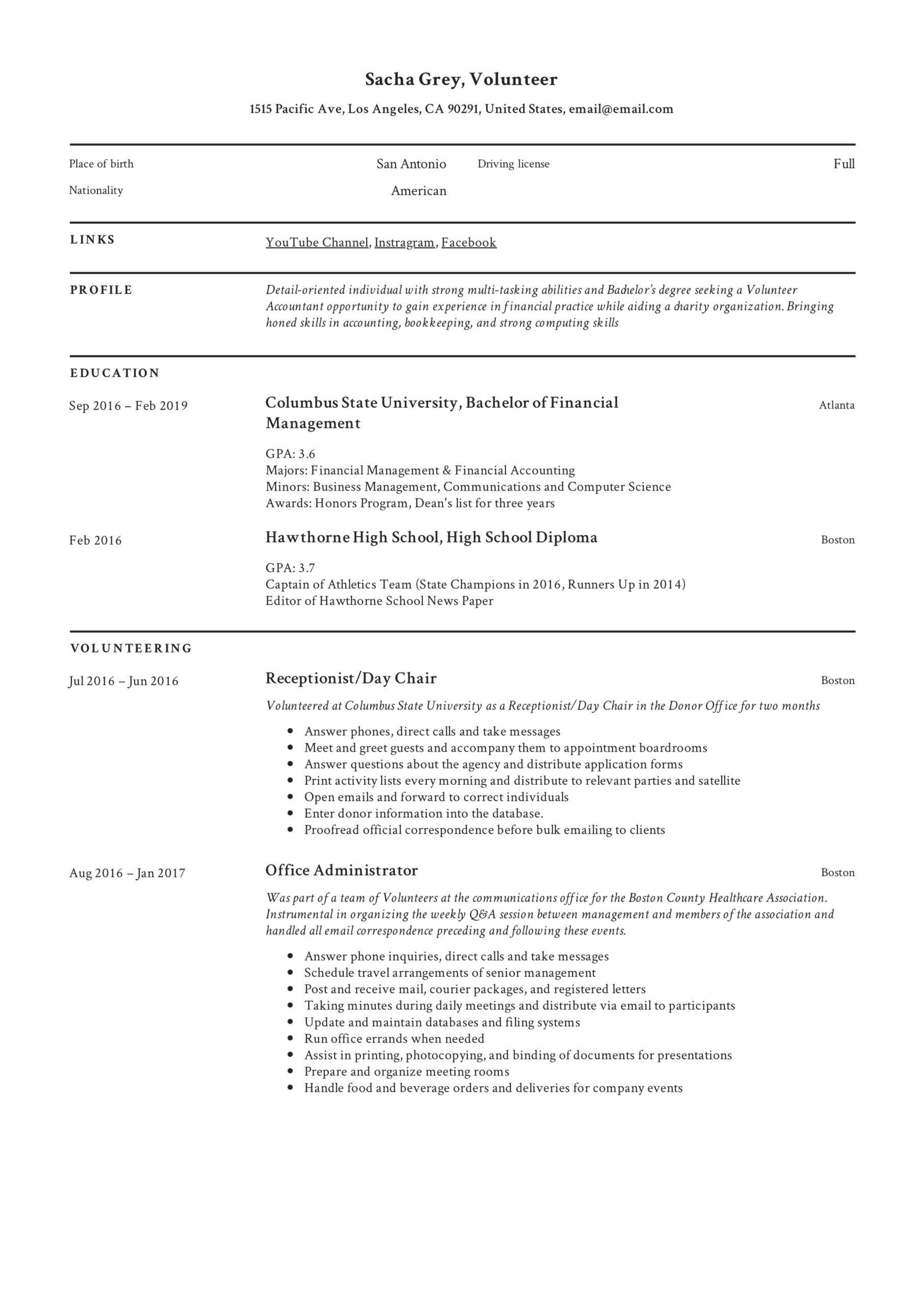 Volunteer Resume Sample & Writing Guide  + PDF