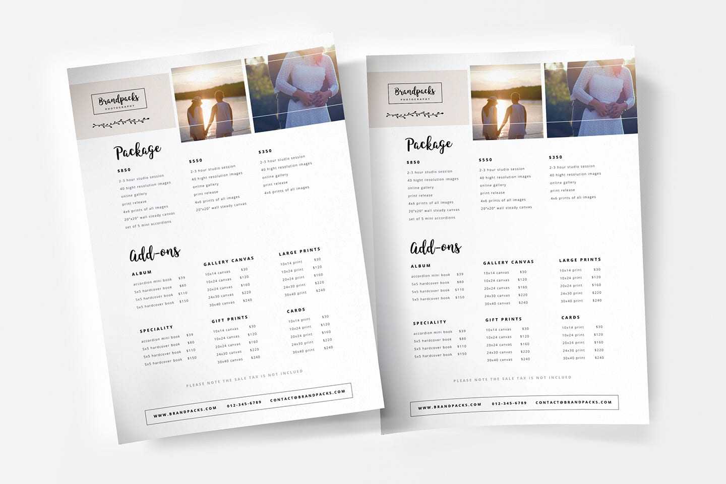 Wedding Photographer Pricing Template - PSD, Ai, Vector - BrandPacks In Wedding Photographer Checklist Template For Wedding Photographer Checklist Template