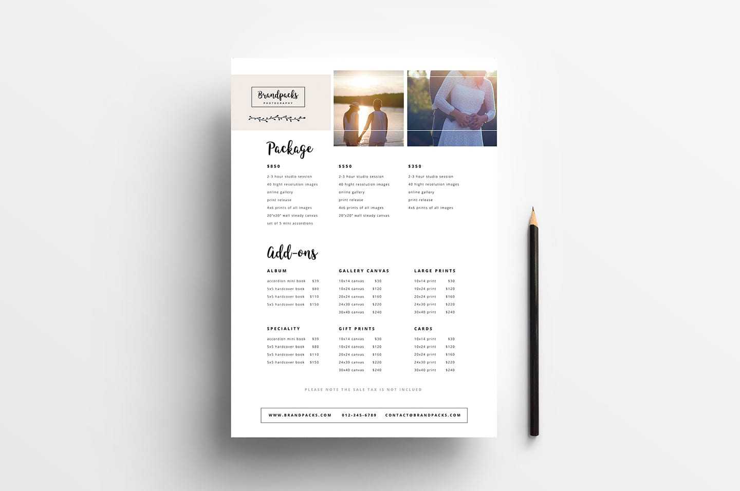 Wedding Photographer Pricing Template - PSD, Ai, Vector - BrandPacks Throughout Wedding Photographer Checklist Template With Regard To Wedding Photographer Checklist Template