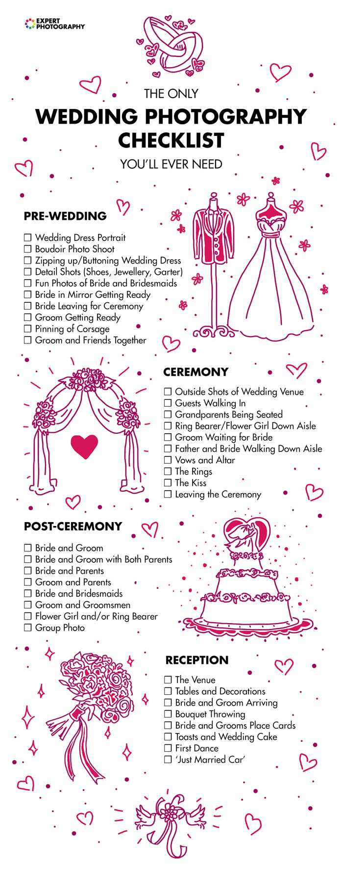 Wedding Photography Checklist (Printable Checklist + Shot List!) Throughout Wedding Photographer Checklist Template For Wedding Photographer Checklist Template