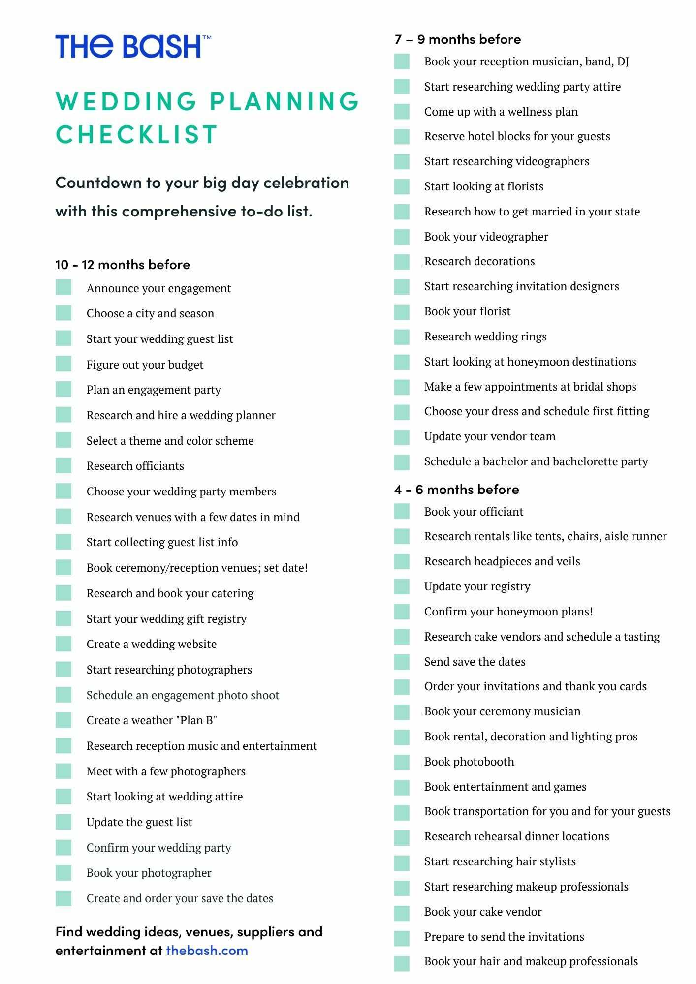 Wedding Timeline Checklist Template