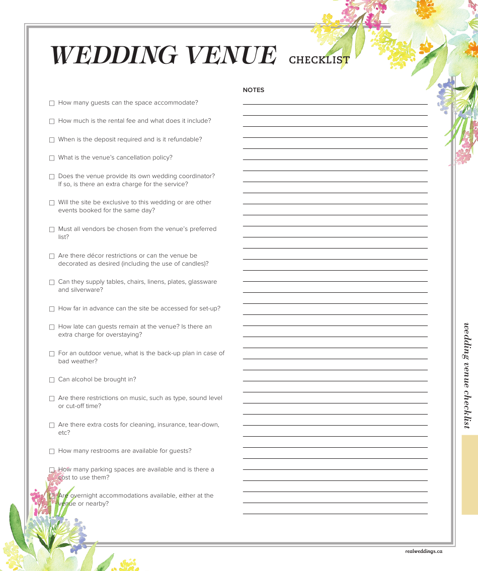 Wedding Venue Checklist Template Download Printable PDF  In Venue Checklist Template For Wedding Pertaining To Venue Checklist Template For Wedding