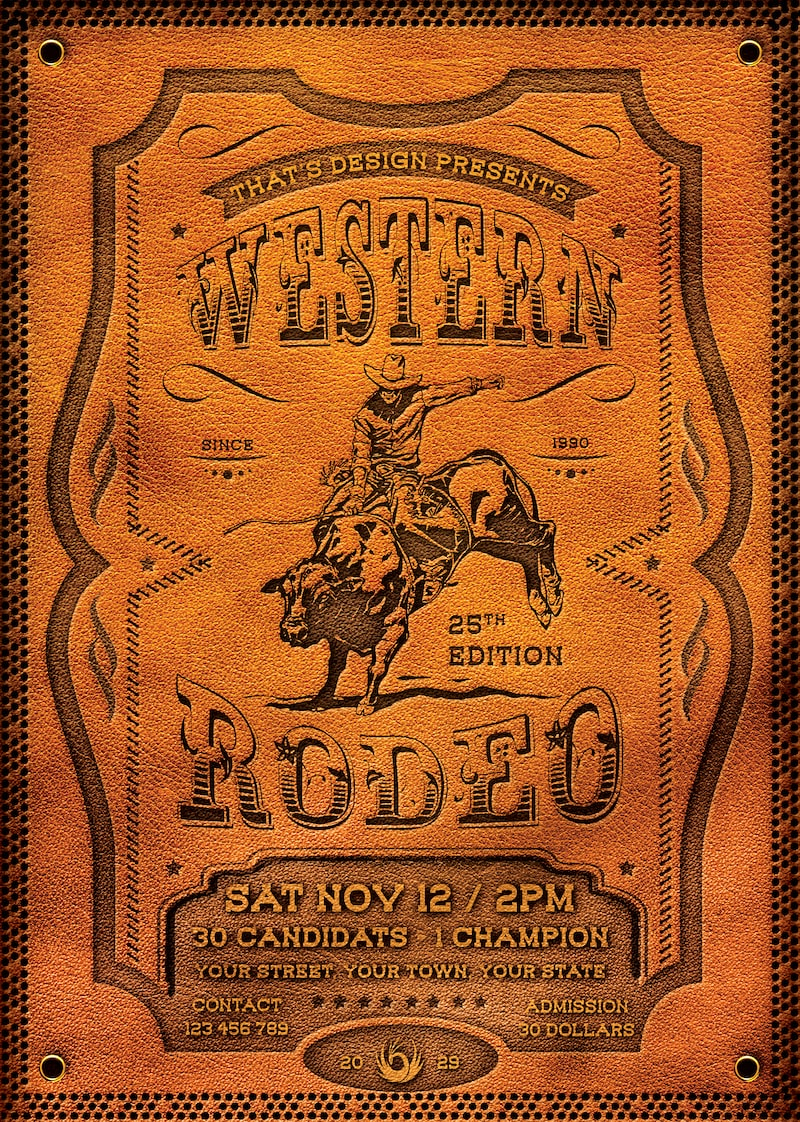 Western Rodeo Flyer Template  Party Flyers for photoshop Intended For Bike Rodeo Flyer Template In Bike Rodeo Flyer Template