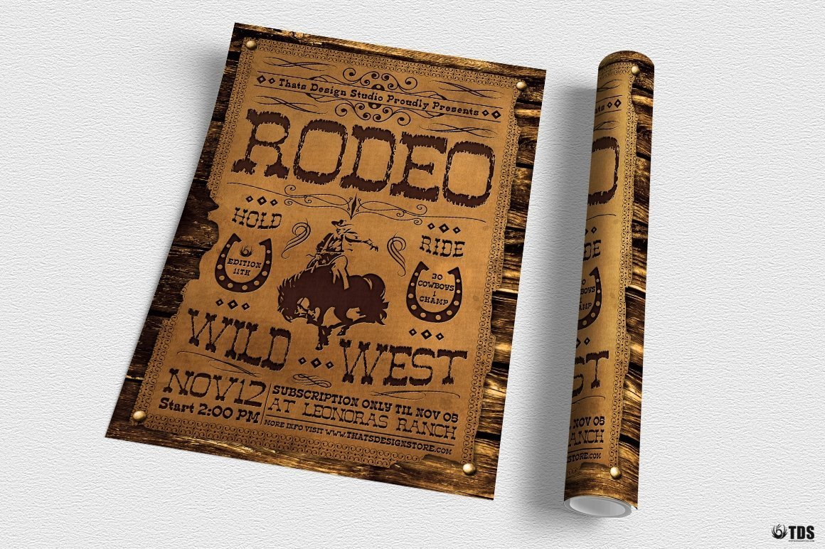 Western Rodeo Flyer Template PSD Design For Photoshop V10 Inside Bike Rodeo Flyer Template Throughout Bike Rodeo Flyer Template