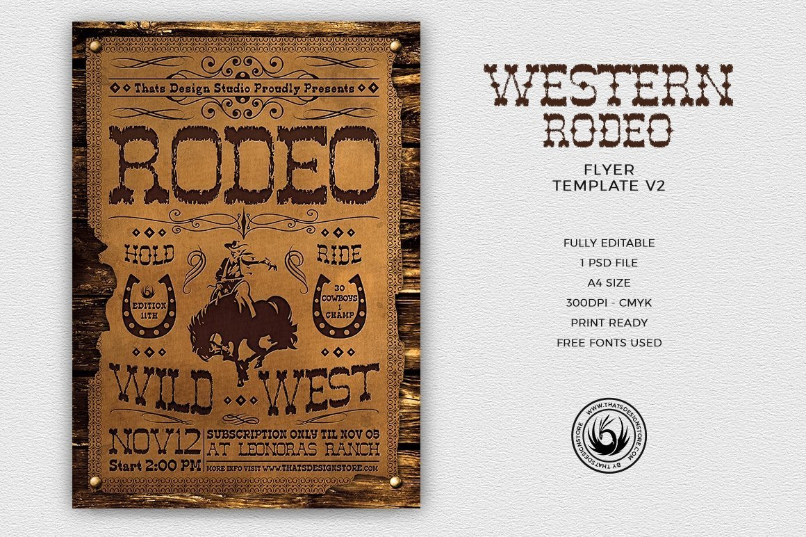 Western Rodeo Flyer Template PSD Design For Photoshop V10 Intended For Bike Rodeo Flyer Template Throughout Bike Rodeo Flyer Template