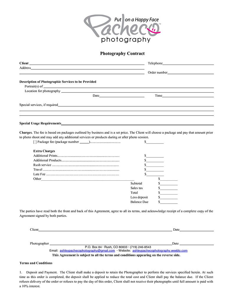 What Your Photography Contract Must Have (Plus Good Templates to Use) In Photography Deposit Contract Template With Photography Deposit Contract Template