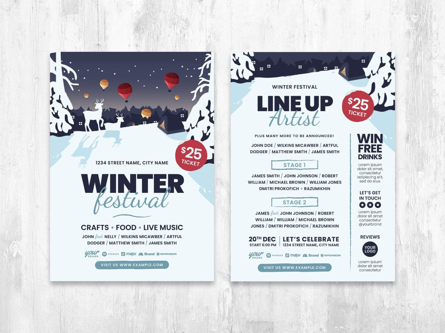 Winter Event Flyer Template [Adobe Illustrator, Ai, Vector  Inside Professional Event Flyer Template Throughout Professional Event Flyer Template