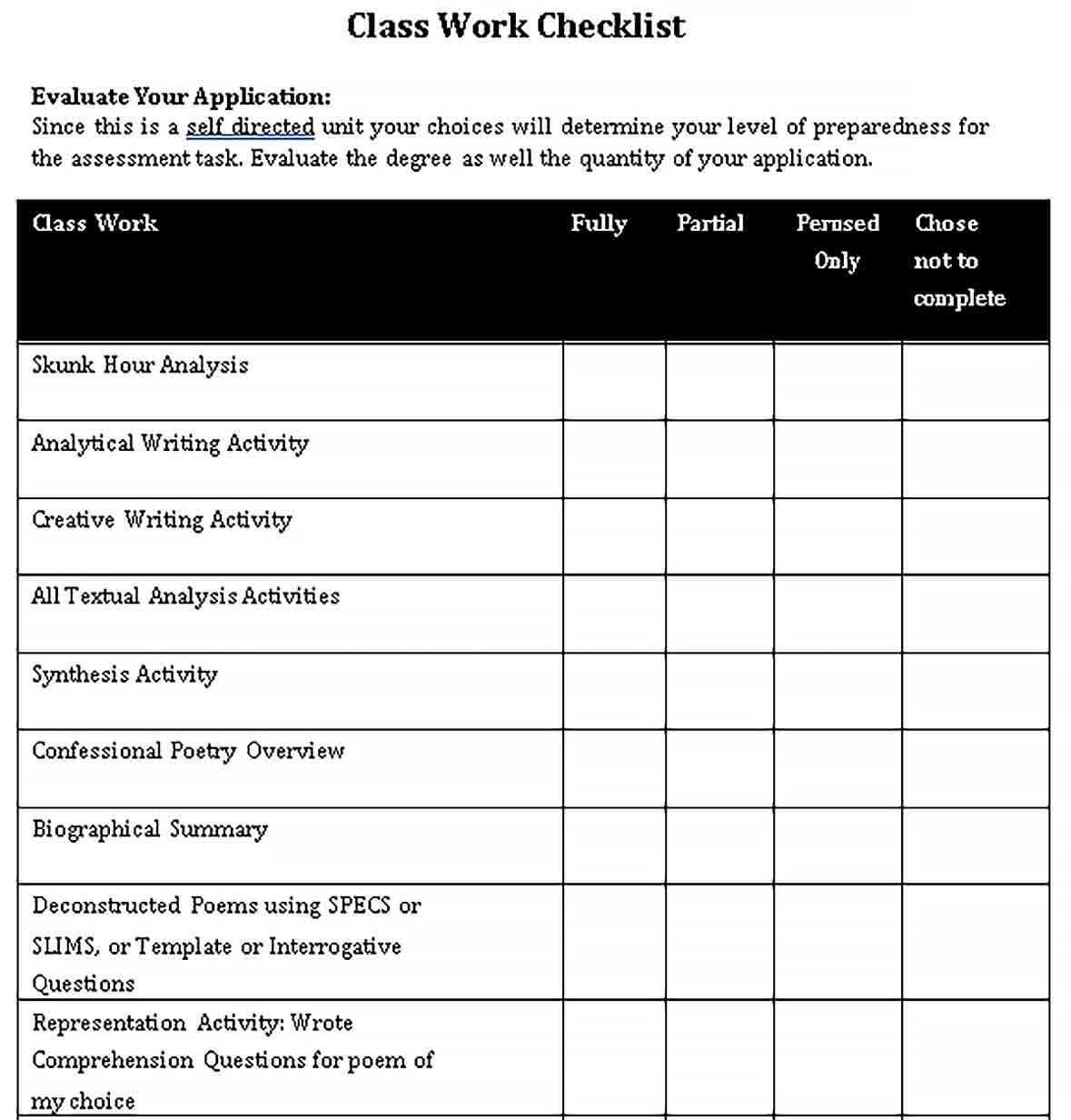 Work Checklist Template  Regarding Shift Checklist Template With Regard To Shift Checklist Template