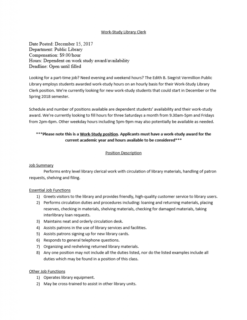 work study resume - Lesal Intended For Work Study Job Description Template Intended For Work Study Job Description Template